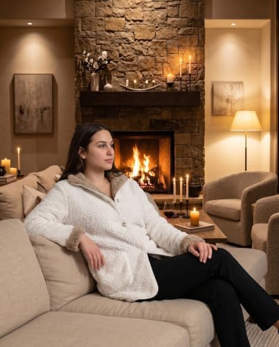 Loungees Sherpa Reversible Button Front Bed Jacket Lounge Jacket
