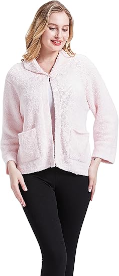 Loungees Women's Pink Marshmallow Fleece Bed Jacket - XL