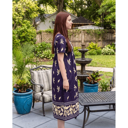 Loungees Women's Petite Cotton House Dress with Pockets, Short Sleeve Muumuu Dress, Casual Caftan Home Wear