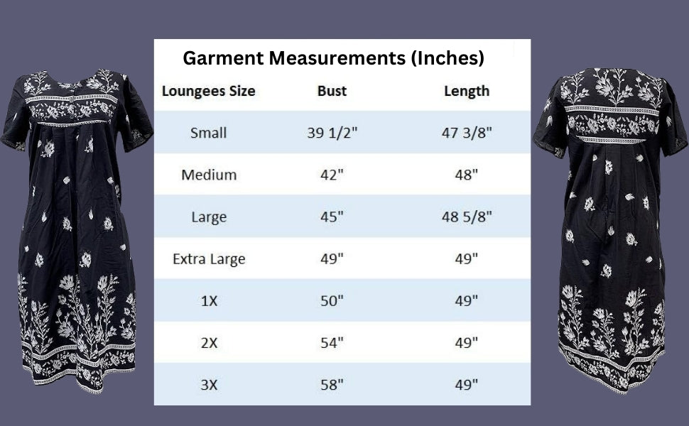 Loungees Short Sleeve Black Monotone Lounger House Dress Caftan - 3 Button Bib Yoke and Pockets