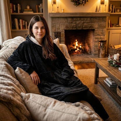 Loungees The Loungee Wearable Reversible Blanket Hoodie/Poncho for Women, Oversized Sherpa Hoodie Blanket with Hood & Reversible Kangaroo Pocket