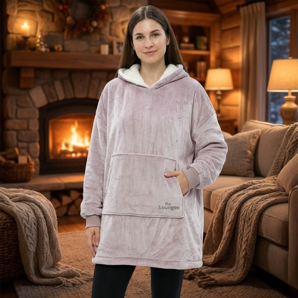 Loungees The Loungee Wearable Reversible Blanket Hoodie/Poncho for Women, Oversized Sherpa Hoodie Blanket with Hood & Reversible Kangaroo Pocket