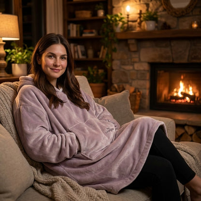 Loungees The Loungee Wearable Reversible Blanket Hoodie/Poncho for Women, Oversized Sherpa Hoodie Blanket with Hood & Reversible Kangaroo Pocket