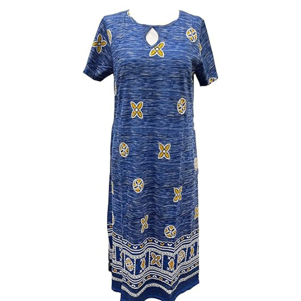 Loungees Short Sleeve Knit Dress with Keyhole Neck